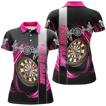 Personalized Pink Swirl Darts Board Dart Shirts for Women | Custom Heartbeat Line Team Jerseys T3022