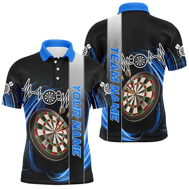 Personalized Blue Swirl Darts Board Heartbeat Line Men's Custom Dart Jerseys Team Uniform T3024