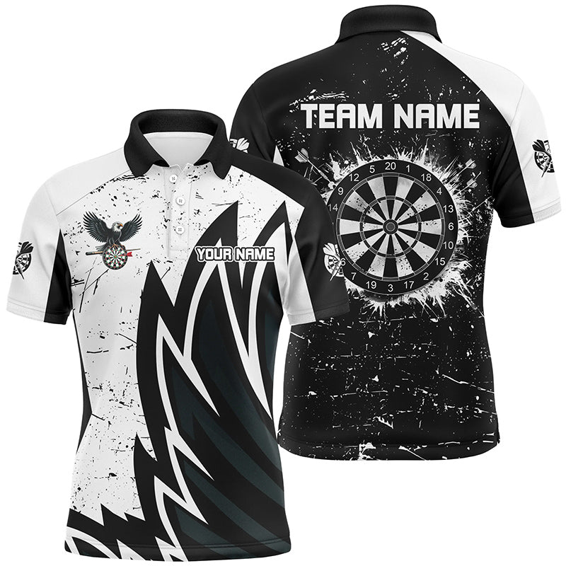 Grunge Black White Dartboard Men Darts Shirts - Custom Unique Darts Team Jerseys T1640