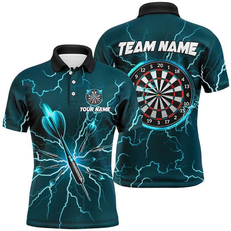 Green Darts Thunder Lightning Dart Polo & Quarter Zip Custom Dart Jersey for Men T3033