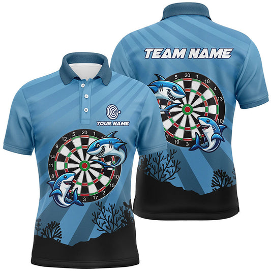 Custom Shark Dart Board Men's Polo Shirt - Funny Darts Gifts T1284