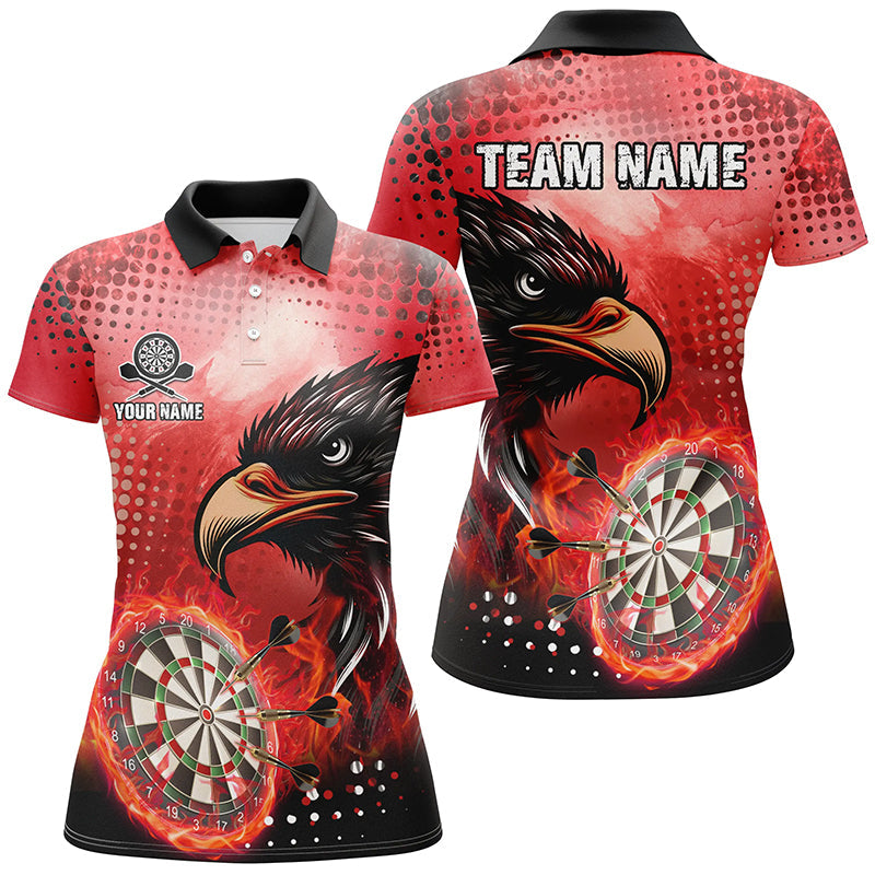 Custom Red Dartboard Fire Eagle Darts Shirt - Women's Team Jersey T1863