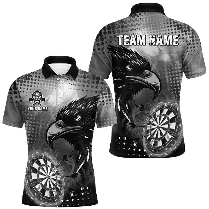 Custom Eagle Darts Shirts - Personalized Grey Dartboard Fire Design for Men - Cool Darts Team Jerseys T1864