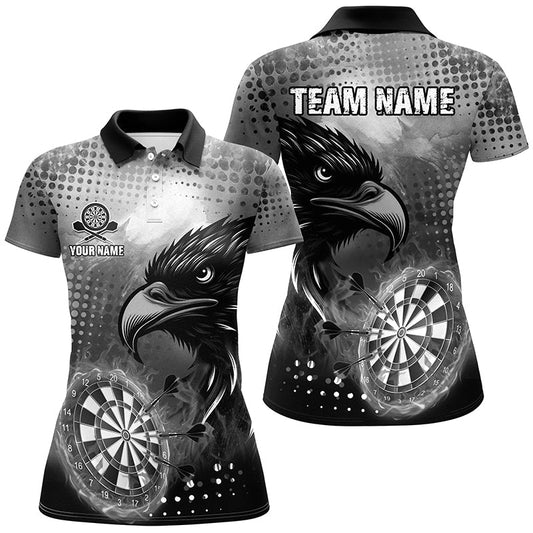 Custom Grey Dartboard Fire Eagle Darts Women's Shirt - Darts Team Jersey T1864