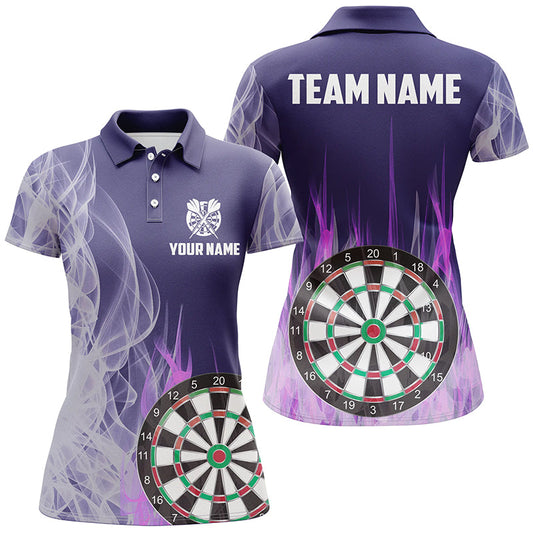 Women's Purple Flame 3D Dartboard Polo Shirt T1292