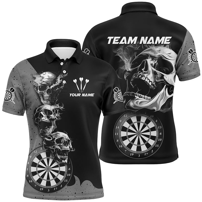 Personalized Smoking Skull Black Dart Shirt for Men | Custom Darts League Team Jersey T2804