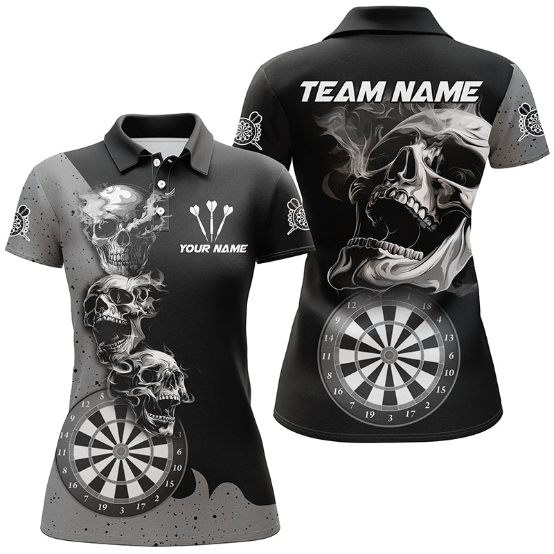 Personalized Smoking Skull Black Dart Shirt for Women - Custom Darts League Cool Team Jersey T2804