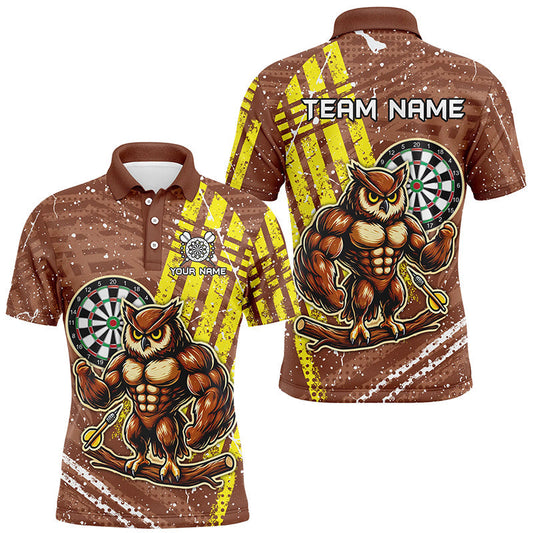 Personalized Funny Owl Darts Shirt - Custom Brown Darts Jersey for Men T1918