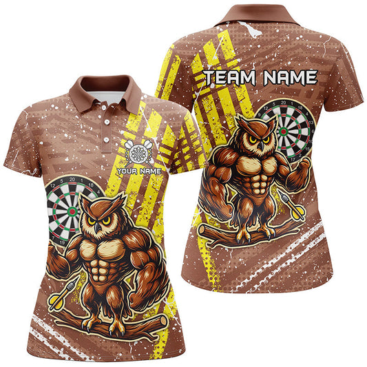 Custom Brown Darts Jerseys - Personalized Funny Owl Darts Shirts For Women | Unique Darts Apparel T1918