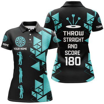 Funny Dart Shirts for Women - Custom Dart Saying T-Shirts, Darts Throw Straight and Score 180 Jersey T2882