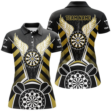 Personalized Women's Black Yellow Darts Board Jersey - Custom Funny Dart Shirt Outfit T2931