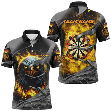 Fire Custom Eagle Dart Shirts for Men, Printed Dart League Team Jerseys, Yellow T2933