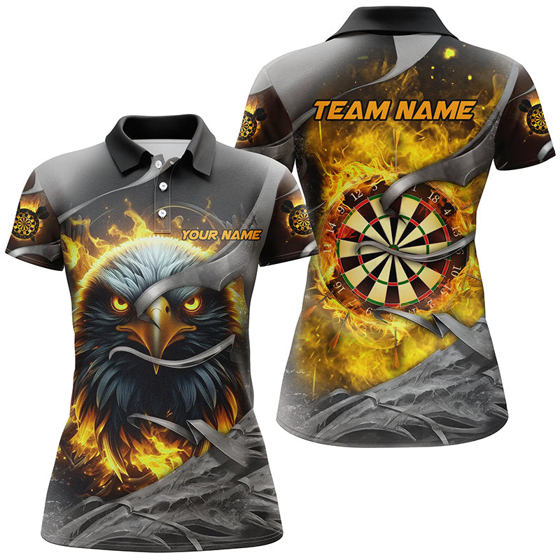 Custom Eagle Dart Shirts for Women - Printed Dart League Team Jerseys, Yellow T2933