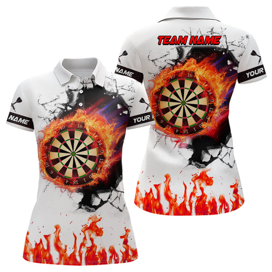 Women's Orange Flame Dartboard 3D Dart Polo Shirt T1391