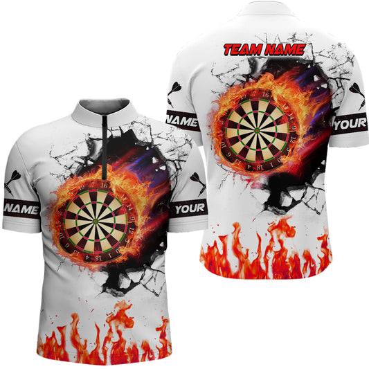 Men's Orange Dartboard Flame 3D Darts Quarter-Zip Shirt T1391