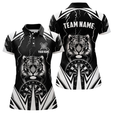 Personalized Tiger Printed Darts Shirt for Women - Custom Thunder Lightning Black Jersey T2780