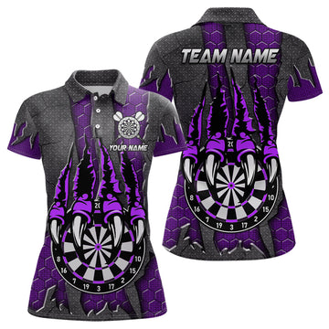 Funny Claw Darts Board Custom Purple Dart Shirts for Women - Personalized Darts League Team Jerseys T3055