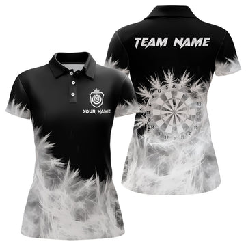 Icy Black and White Women's Darts Polo & Quarter Zip Shirts - Custom Team Dart Jerseys T2832