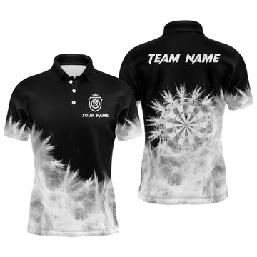 Icy Black and White Men's Darts Polo & Quarter Zip Shirts - Custom Team Dart Jerseys T2832