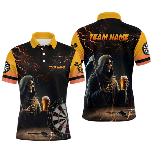 Funny Death Skull Beer Darts Polo & Quarter-Zip Shirts | Custom Men's Jerseys T1737