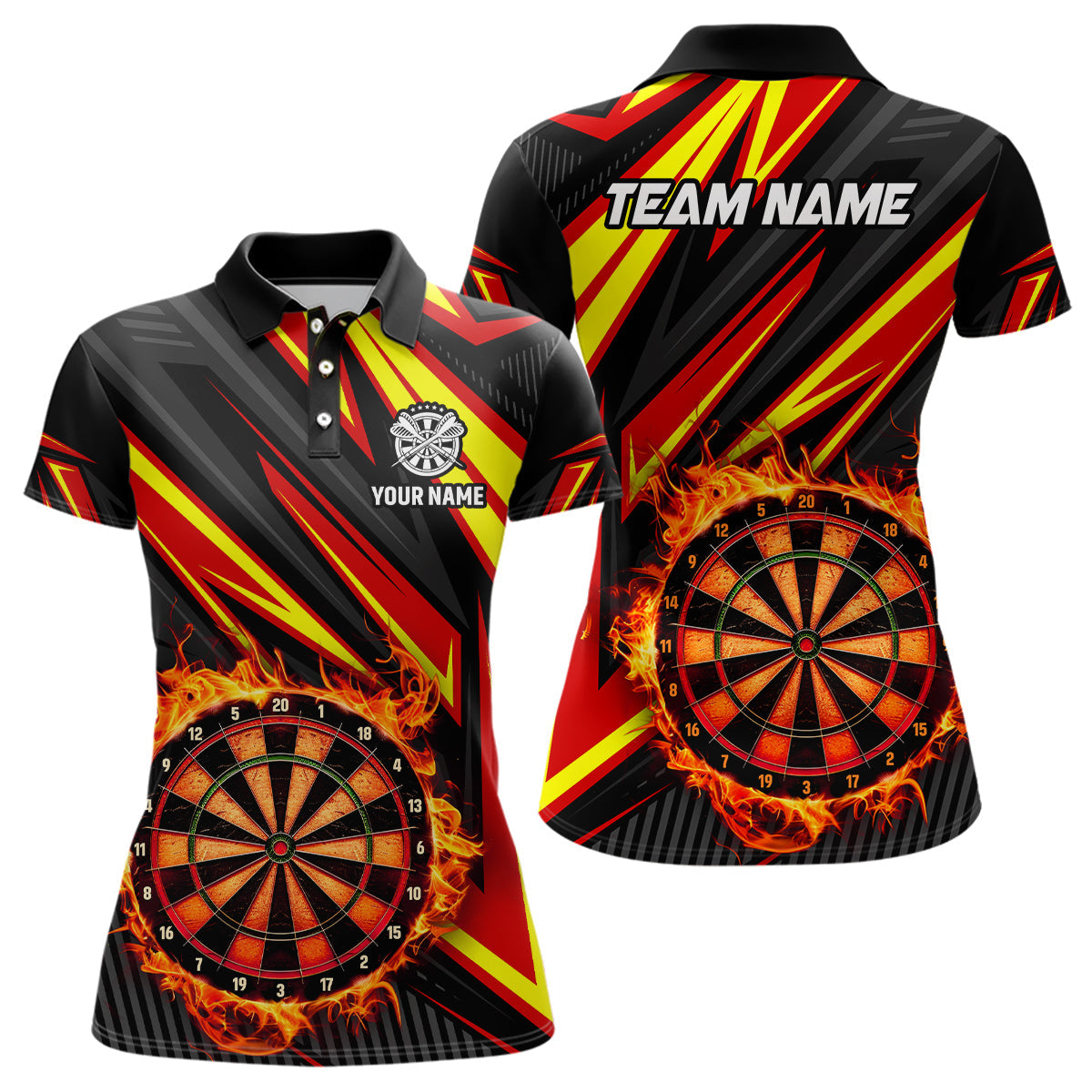 Women's Red Flame Darts Polo & Quarter-Zip Shirts T1742