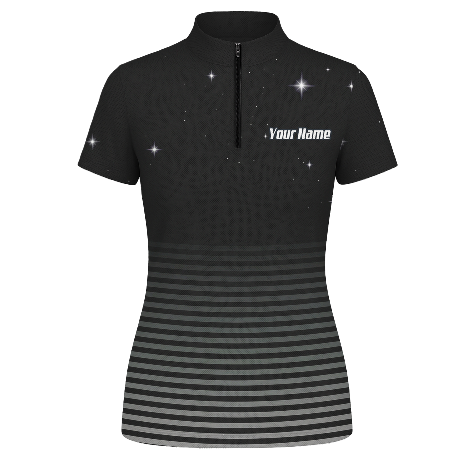Personalised Alien Space Dart Jersey Polo and Zipper Black Grey For Women I1307 - Zipper Yes