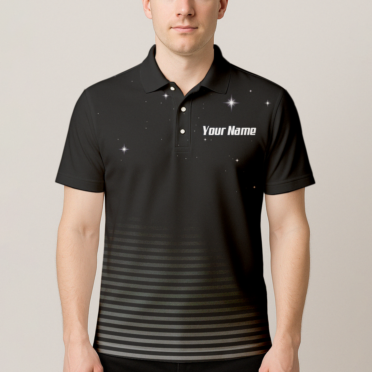 Personalised Alien Space Dart Jersey Polo and Zipper Black Grey For Men I1307