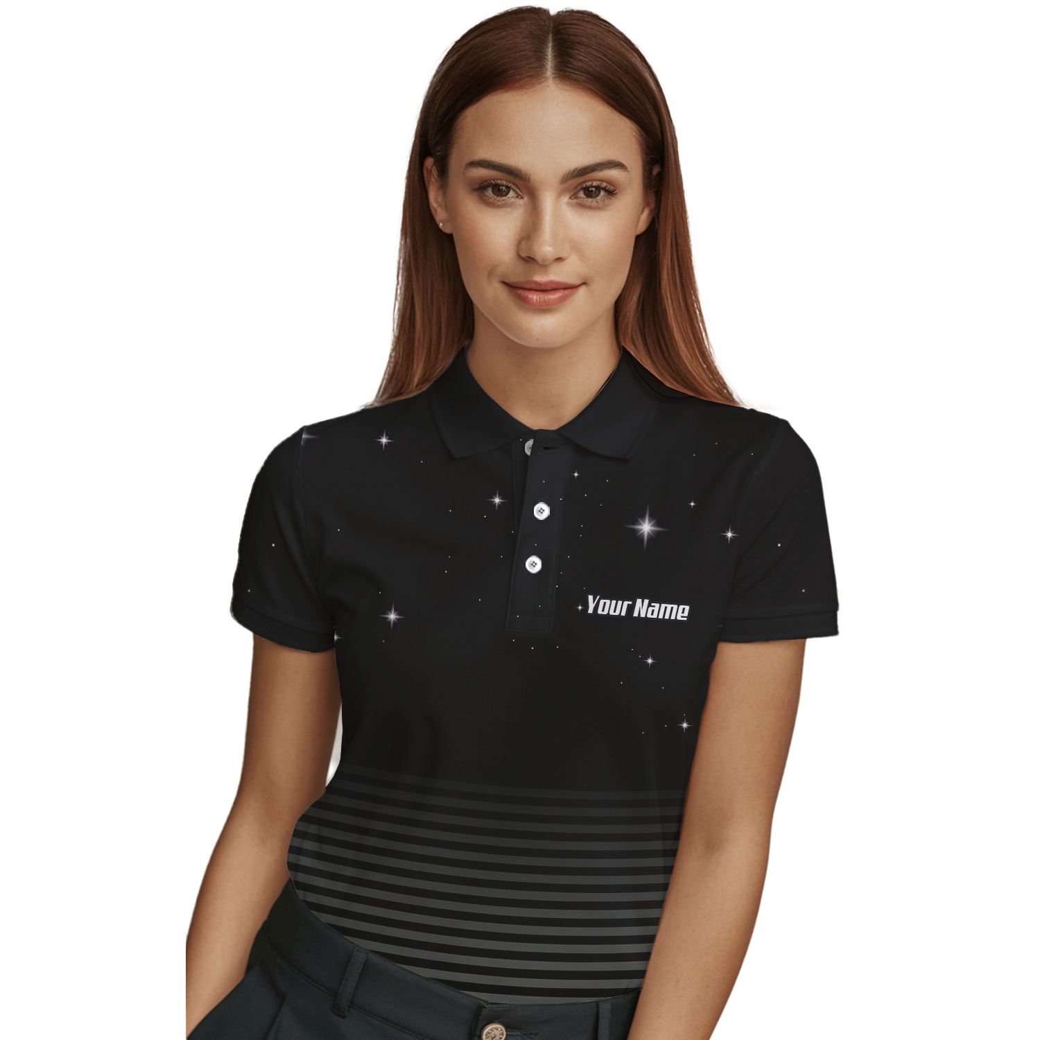 Personalised Alien Space Dart Jersey Polo and Zipper Black Grey For Women I1307