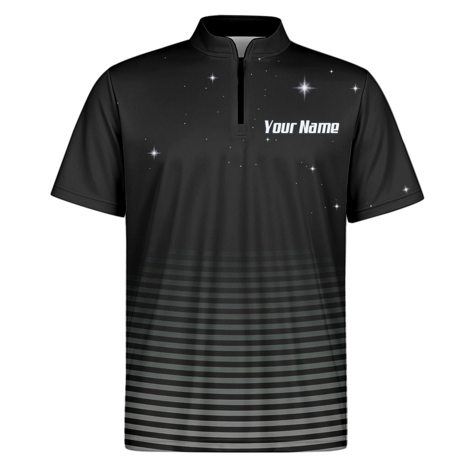 Personalised Alien Space Dart Jersey Polo and Zipper Black Grey For Men I1307