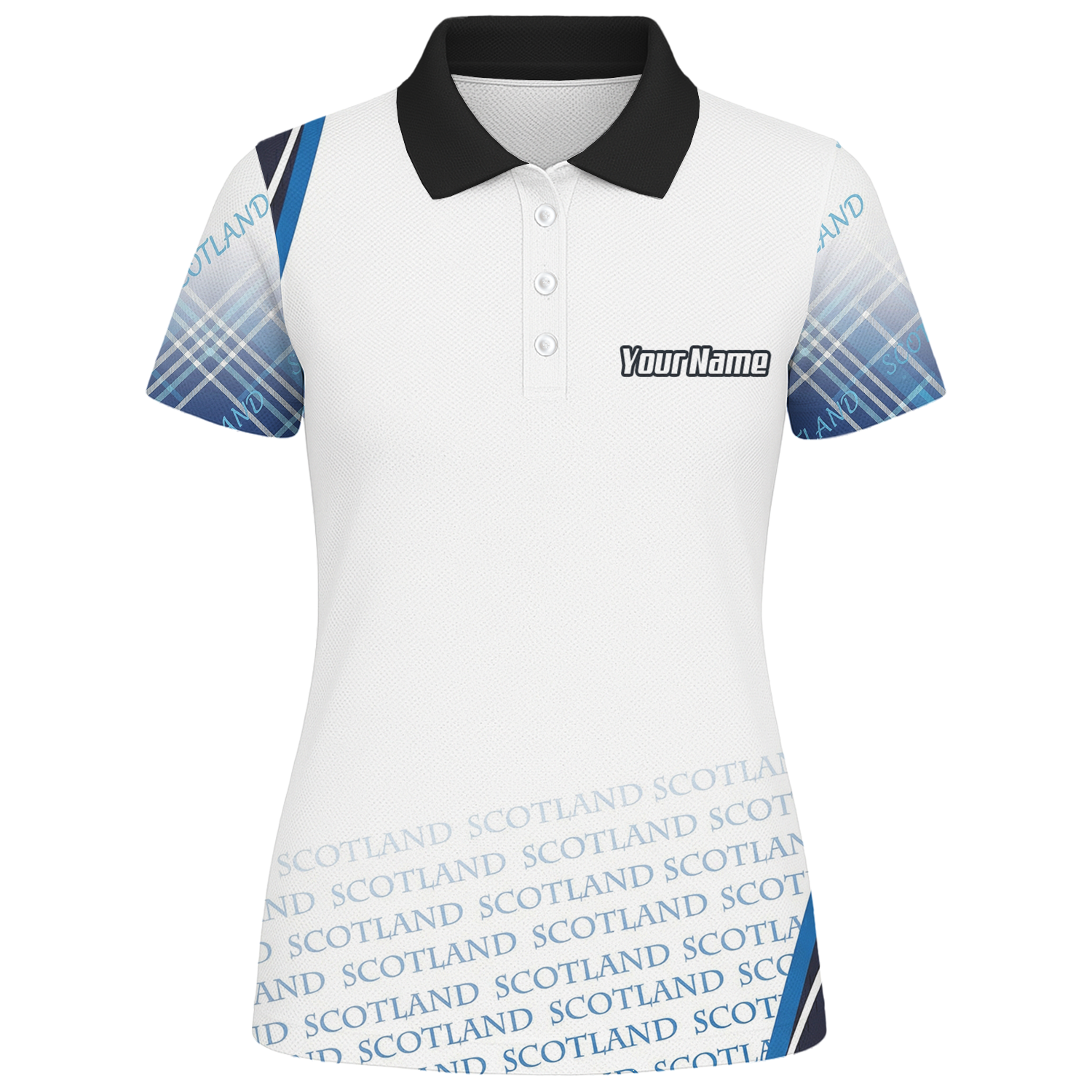 Personalised Scotland Lion Rampant Dart Jersey Polo and Zipper White Blue For Women I2374