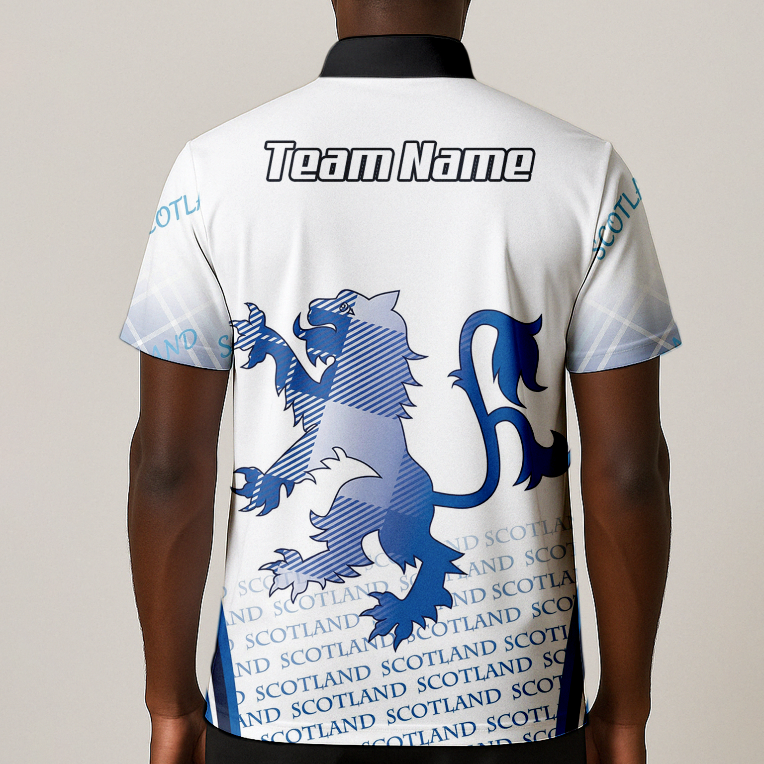 Personalised Scotland Lion Rampant Dart Jersey Polo and Zipper White Blue For Men I2374