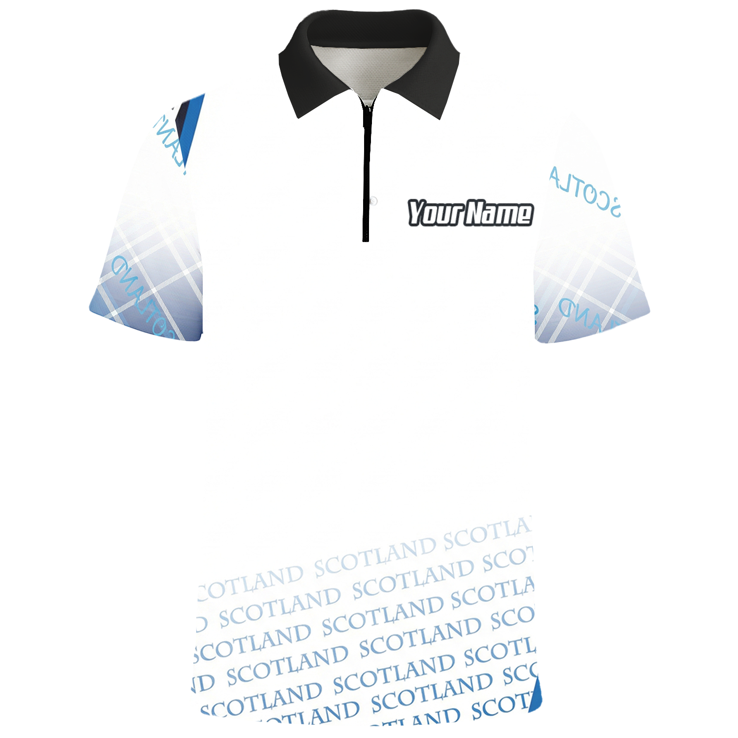 Personalised Scotland Lion Rampant Dart Jersey Polo and Zipper White Blue For Men I2374 - Polo -w Zipper Yes