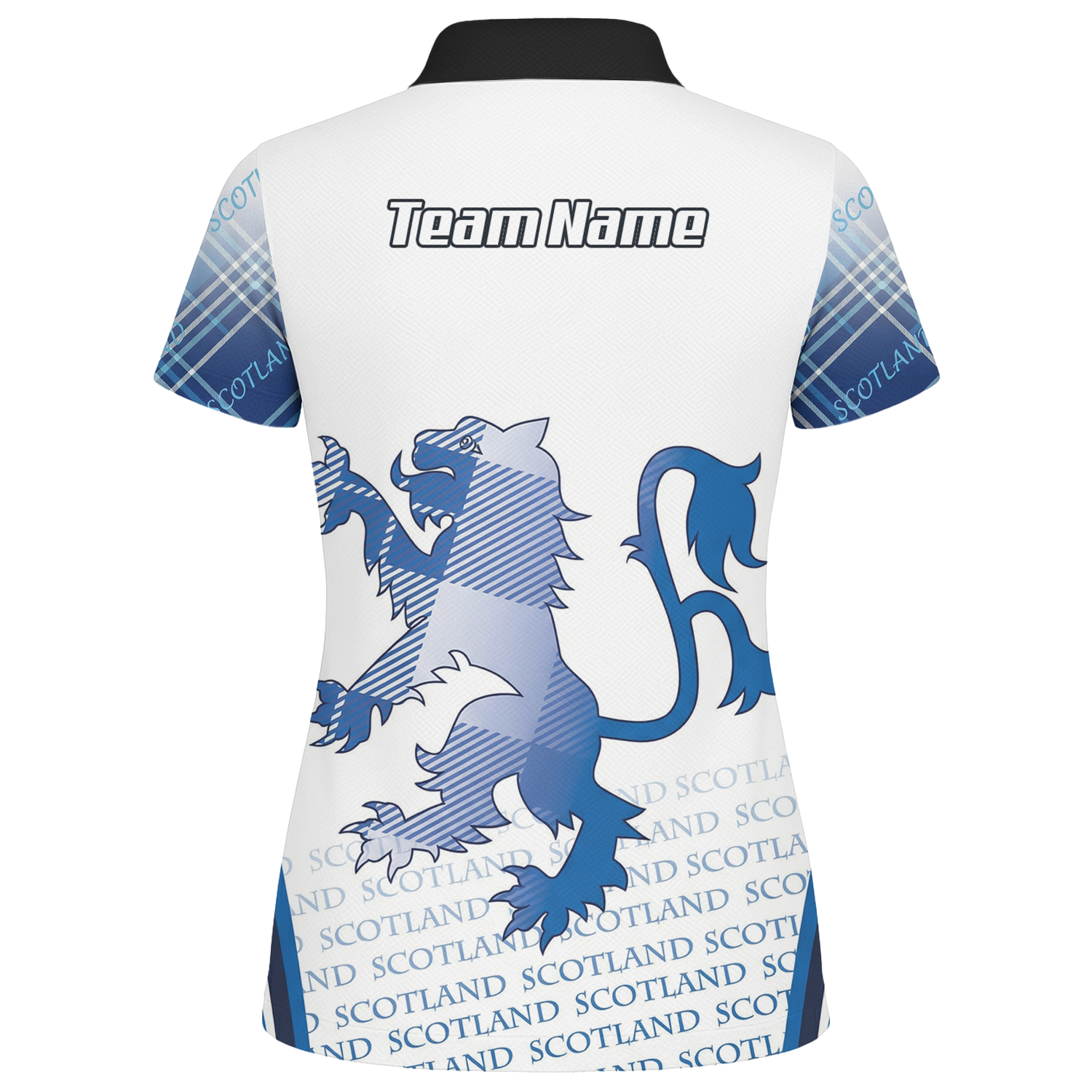 Personalised Scotland Lion Rampant Dart Jersey Polo and Zipper White Blue For Women I2374