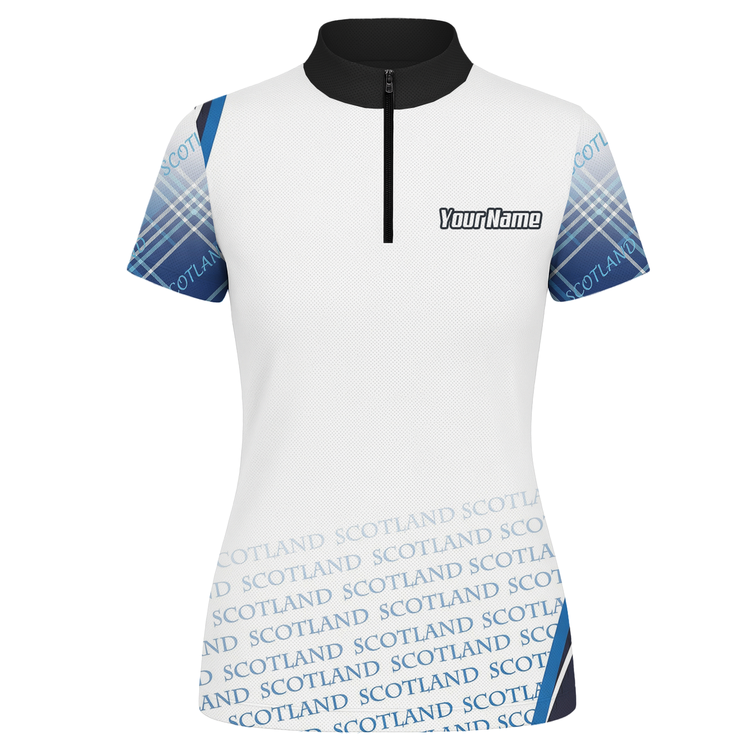 Personalised Scotland Lion Rampant Dart Jersey Polo and Zipper White Blue For Women I2374 - Zipper Yes