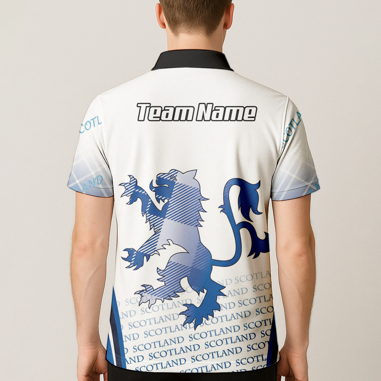 Personalised Scotland Lion Rampant Dart Jersey Polo and Zipper White Blue For Men I2374