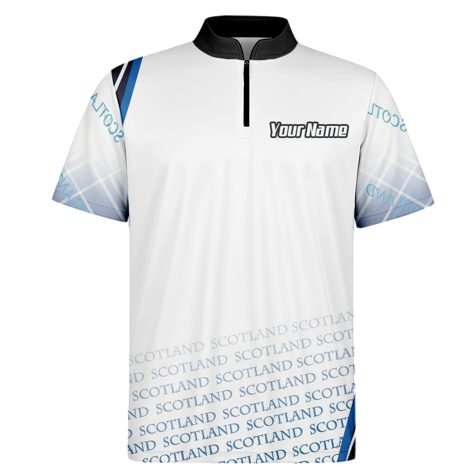 Personalised Scotland Lion Rampant Dart Jersey Polo and Zipper White Blue For Men I2374