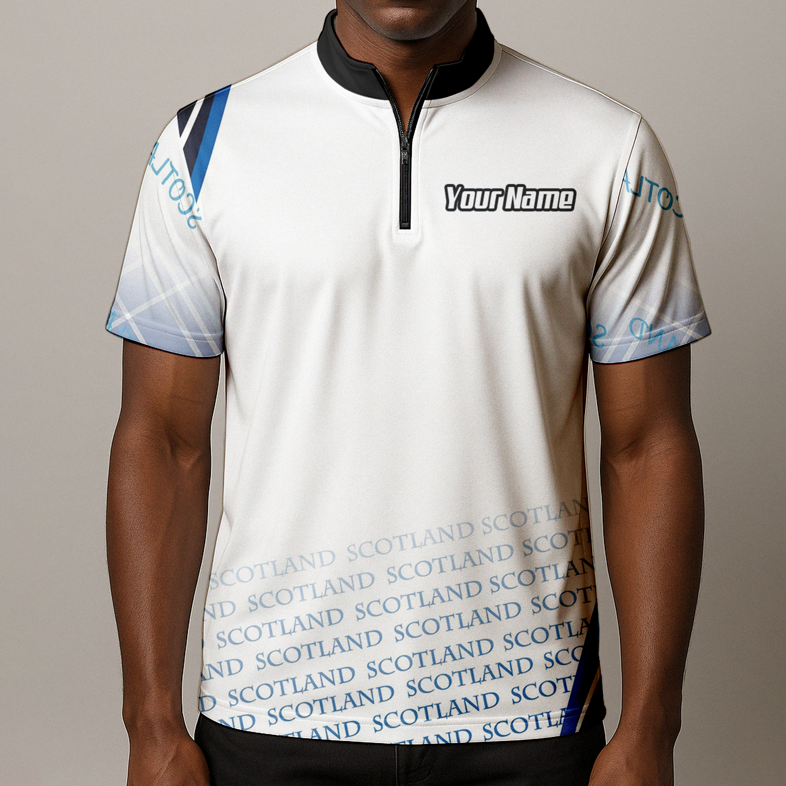 Personalised Scotland Lion Rampant Dart Jersey Polo and Zipper White Blue For Men I2374