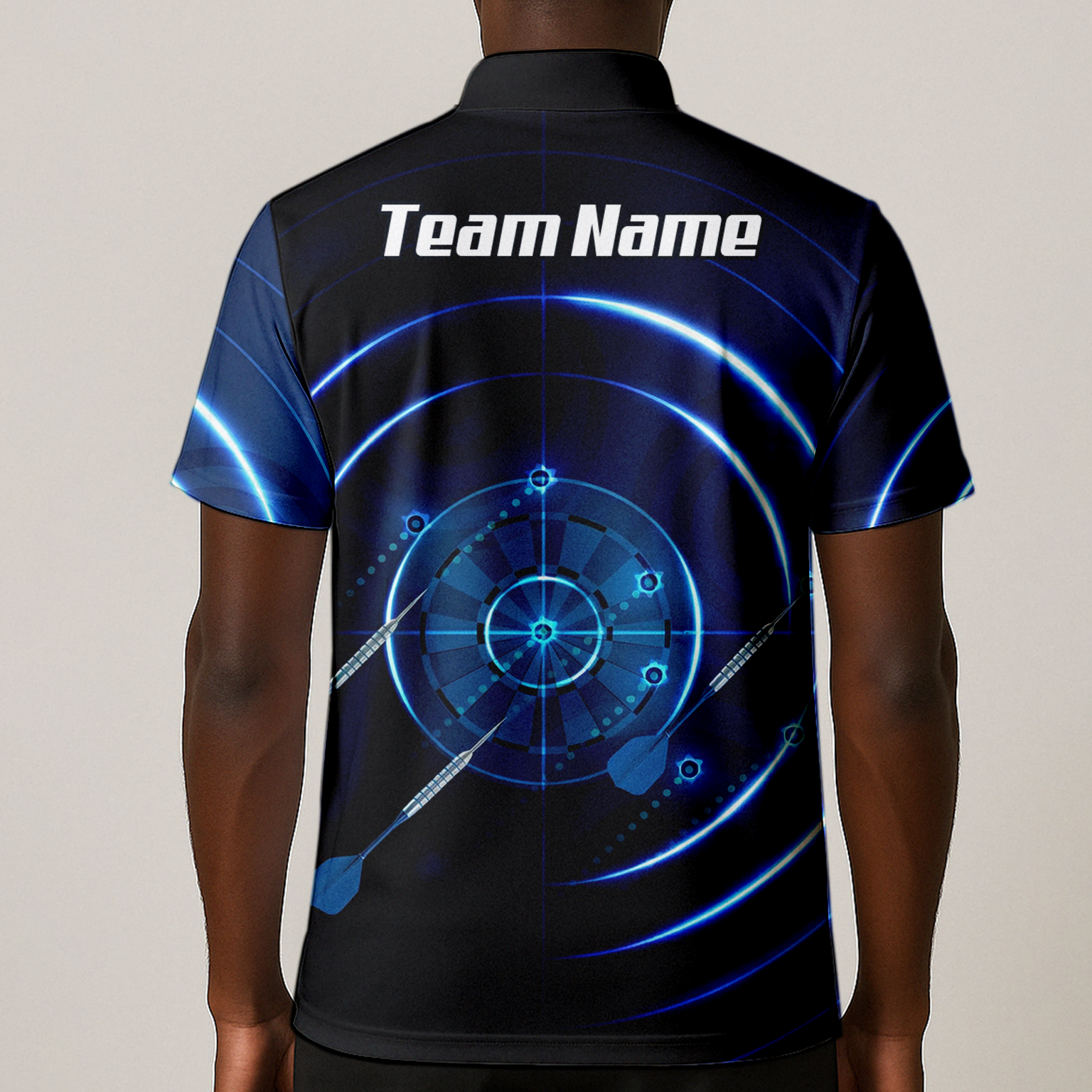 Personalised Cyber Target Dart Jersey Blue Black Polo and Zipper For Men Custom Neon Radar Design I6871