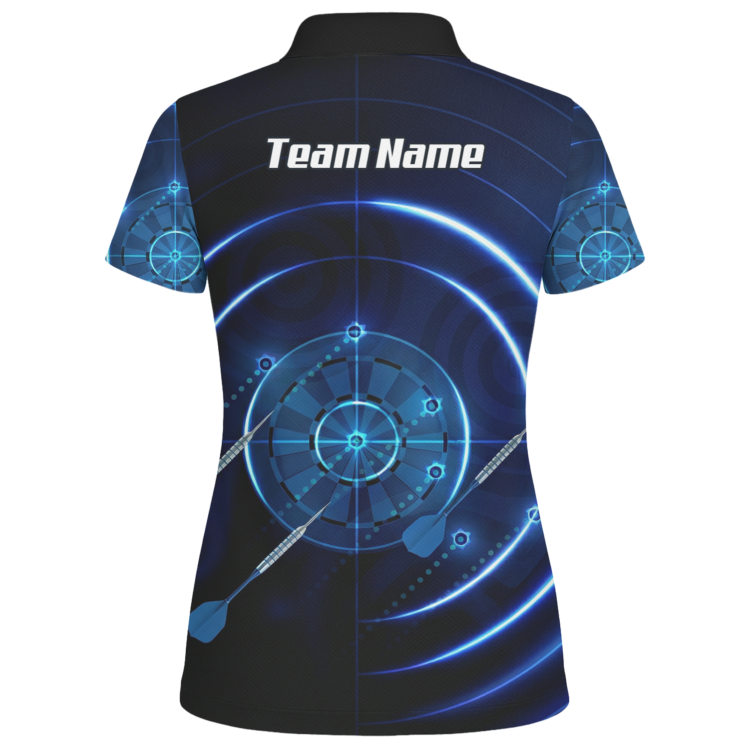 Personalised Cyber Target Dart Jersey Blue Black Polo and Zipper For Women Custom Neon Radar Design I6871