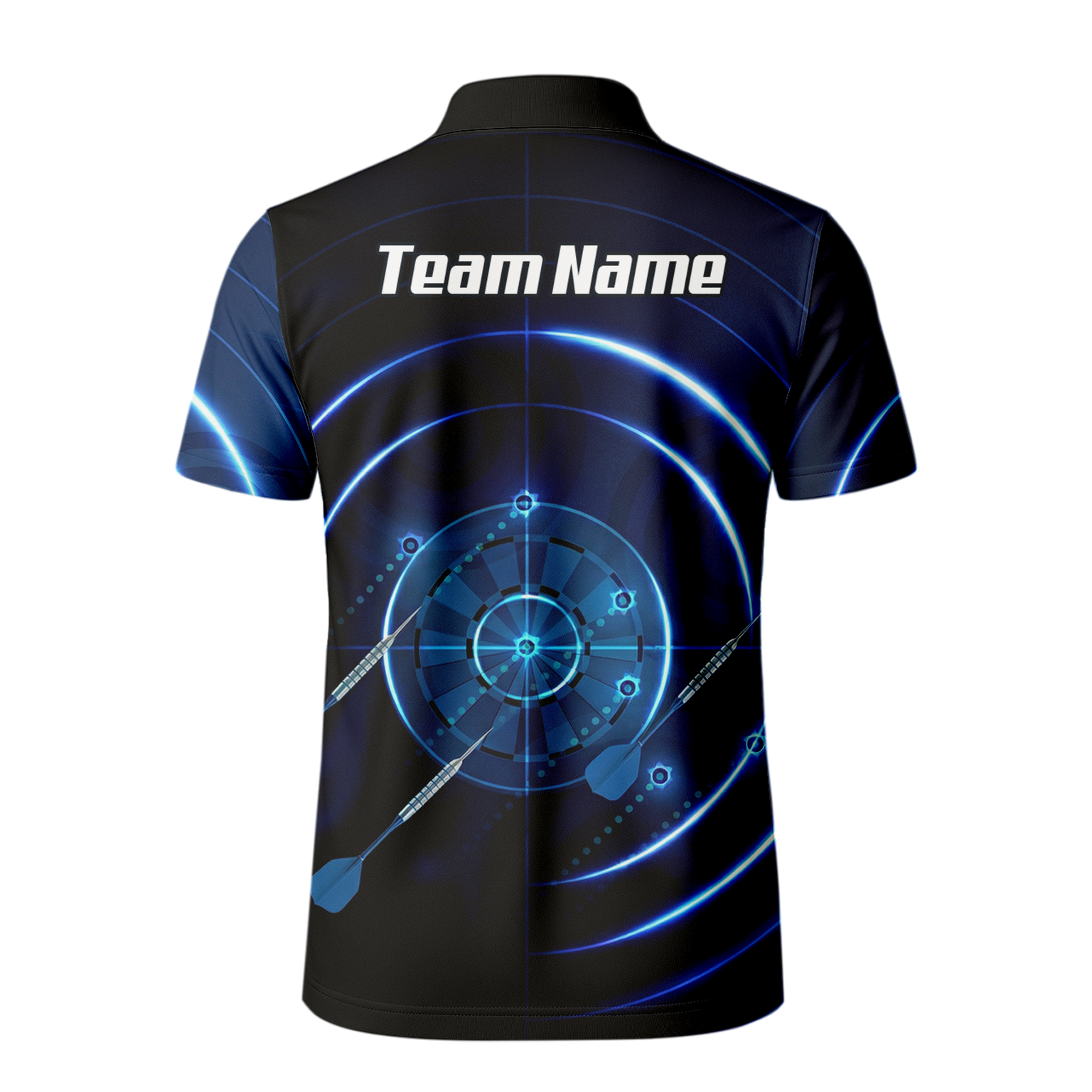 Personalised Cyber Target Dart Jersey Blue Black Polo and Zipper For Men Custom Neon Radar Design I6871