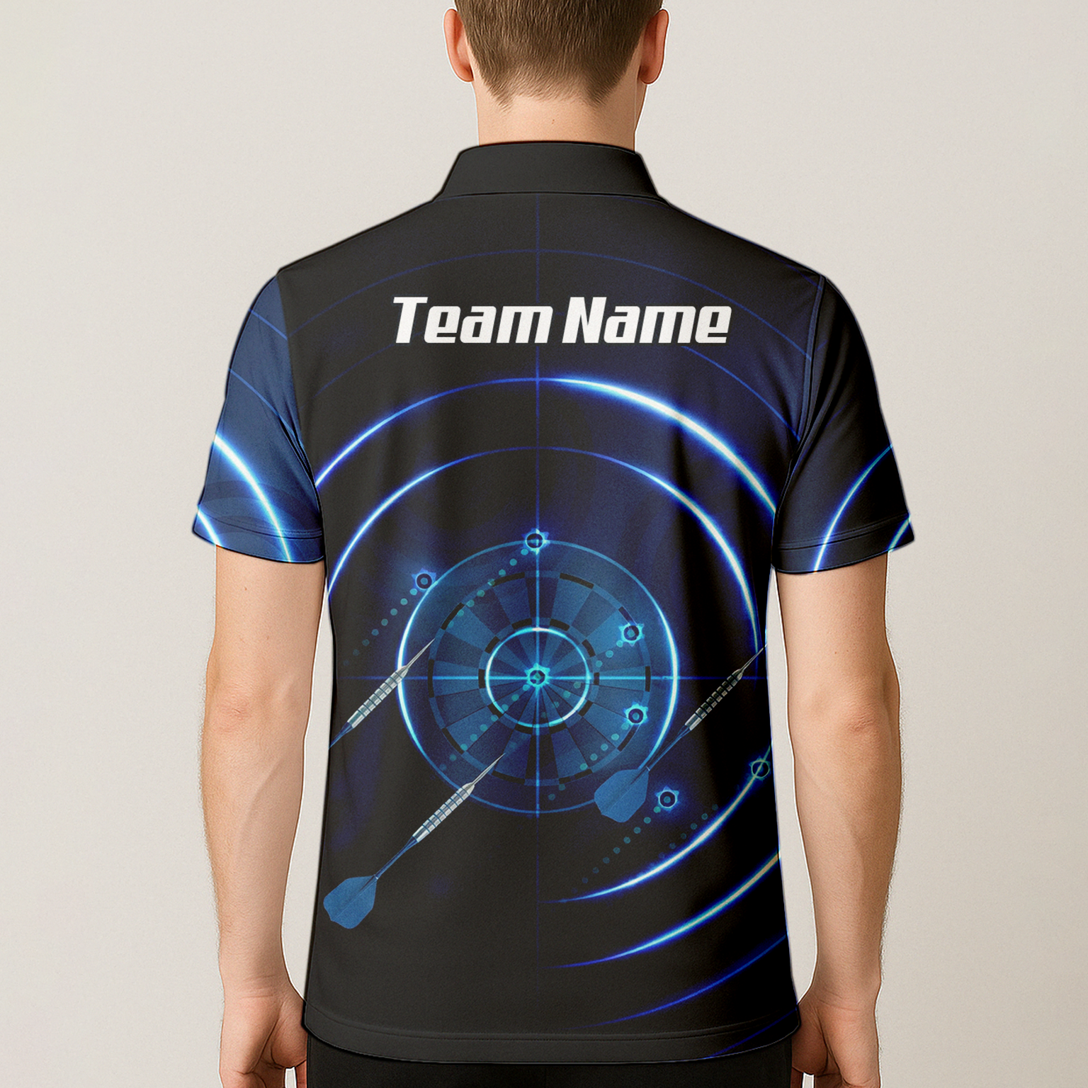 Personalised Cyber Target Dart Jersey Blue Black Polo and Zipper For Men Custom Neon Radar Design I6871