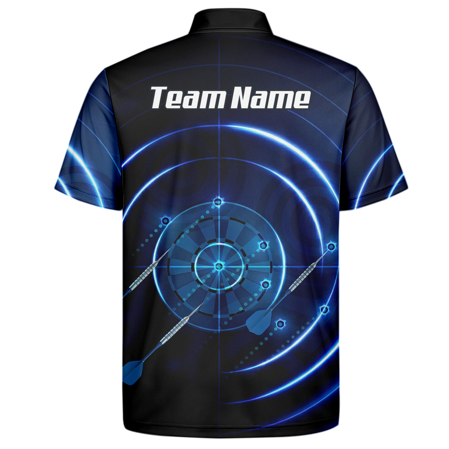 Personalised Cyber Target Dart Jersey Blue Black Polo and Zipper For Men Custom Neon Radar Design I6871