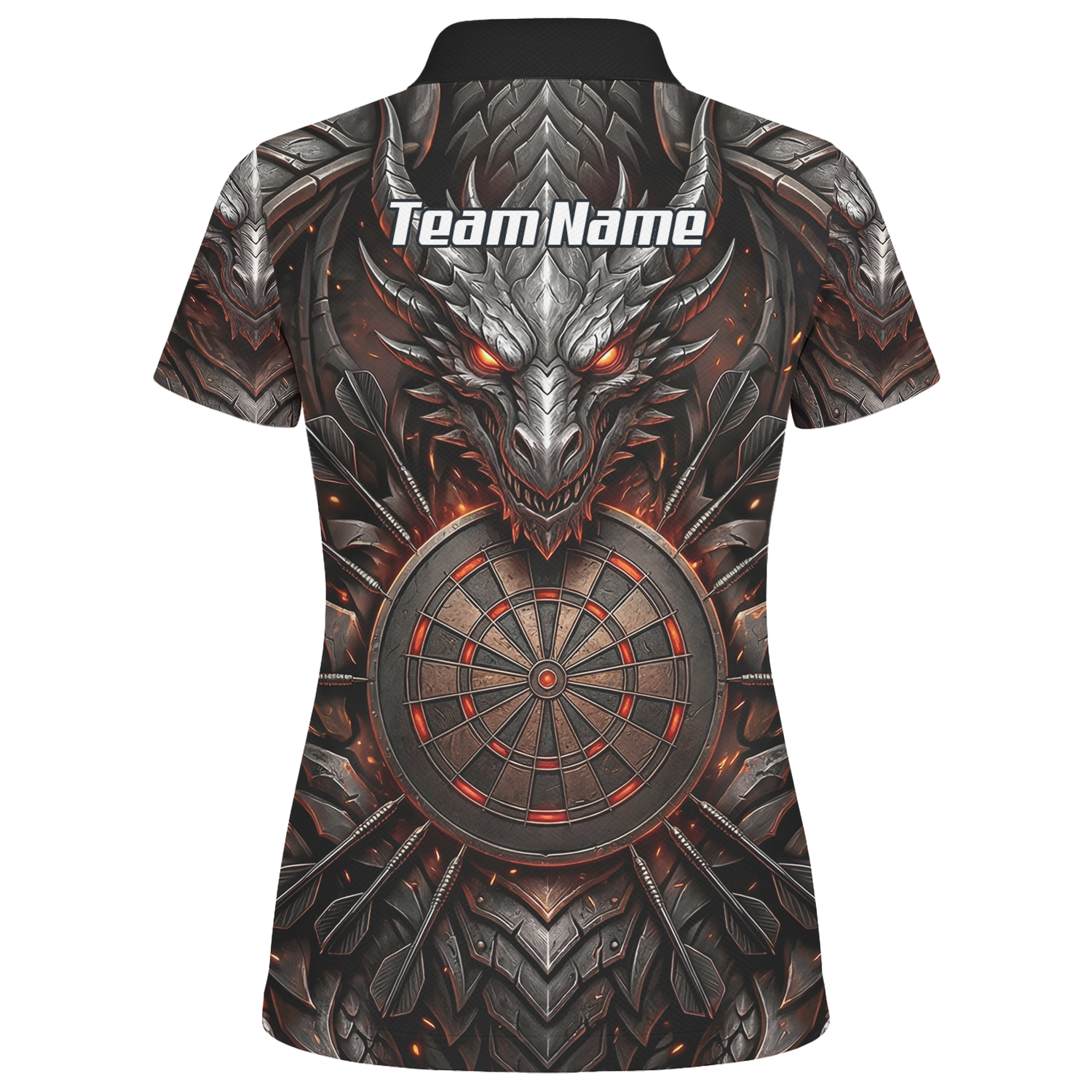 Personalised Armoured Dragon Dart Jersey for Women Custom Fire Polo Shirt Black Red J1144