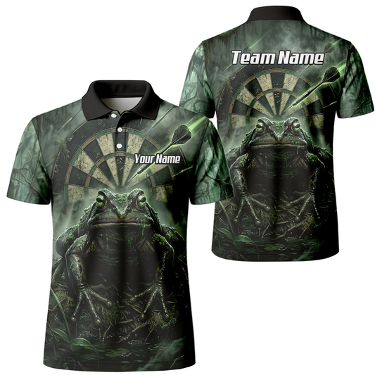 Personalised Giant Toad Dart Jersey for Men Green Jungle Custom Name Dartboard Polo Shirt J6550