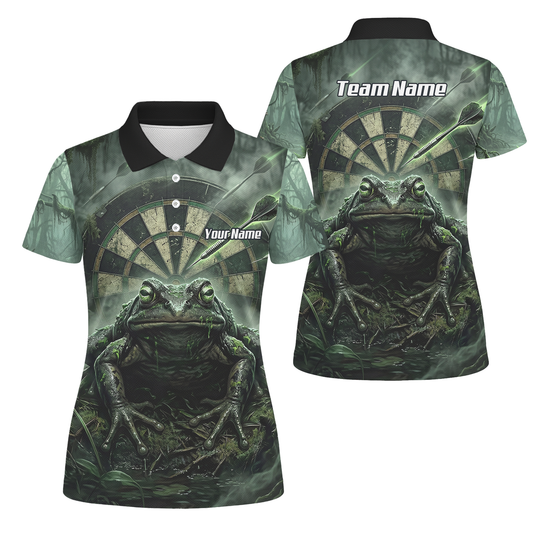 Personalised Giant Toad Dart Jersey for Women Green Jungle Custom Name Dartboard Polo Shirt J6550