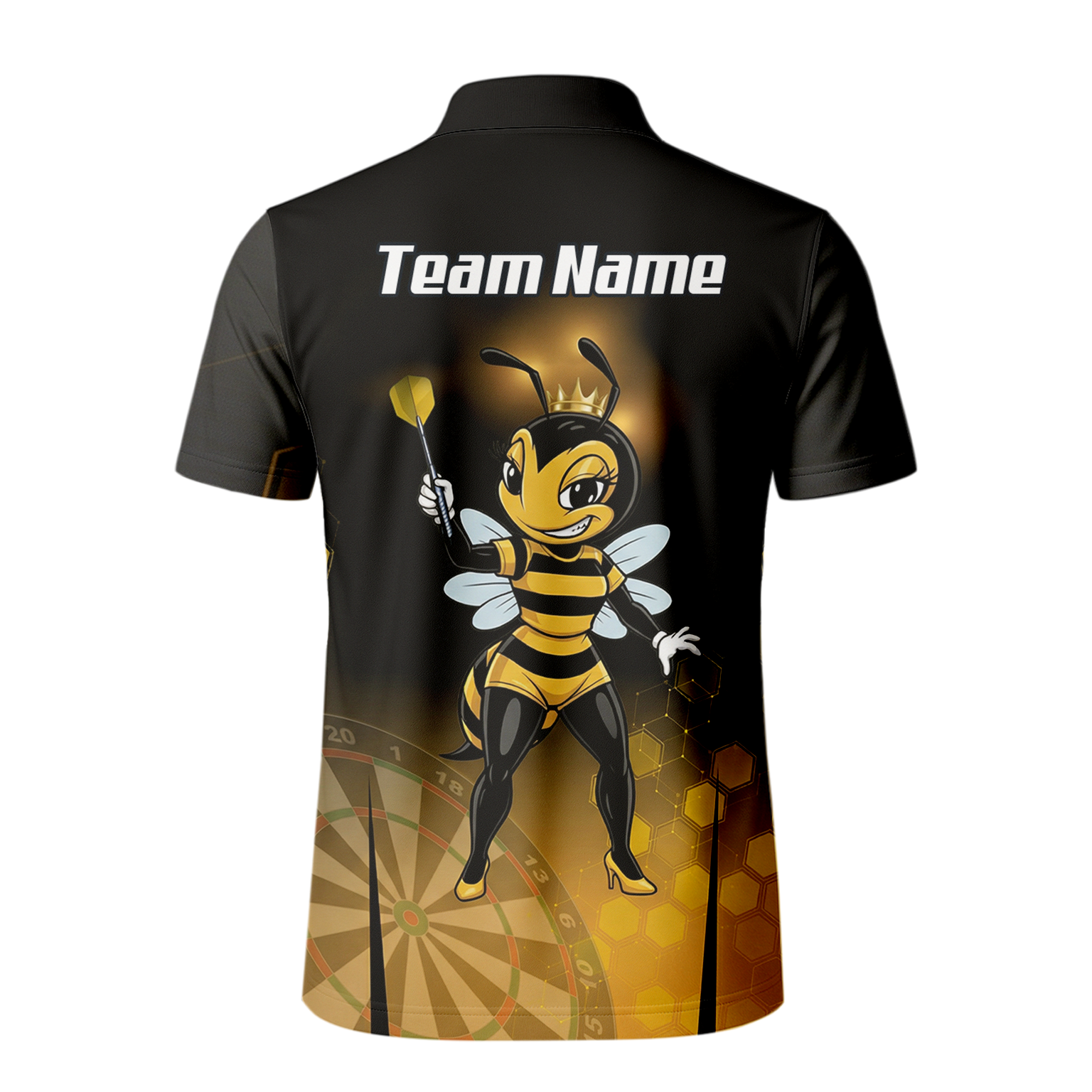 Personalised Queen Bee Honeycomb Dart Jersey Polo and Zipper Black Gold For Men K0774