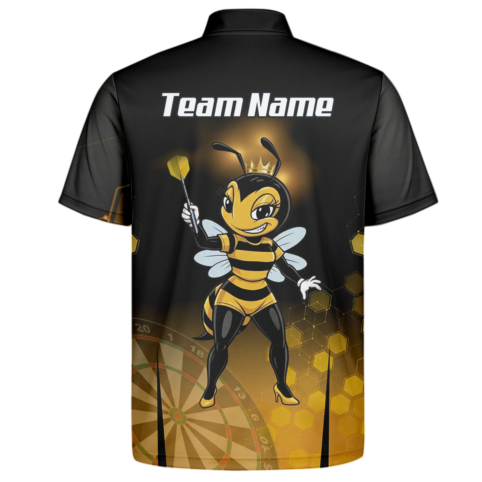 Personalised Queen Bee Honeycomb Dart Jersey Polo and Zipper Black Gold For Men K0774