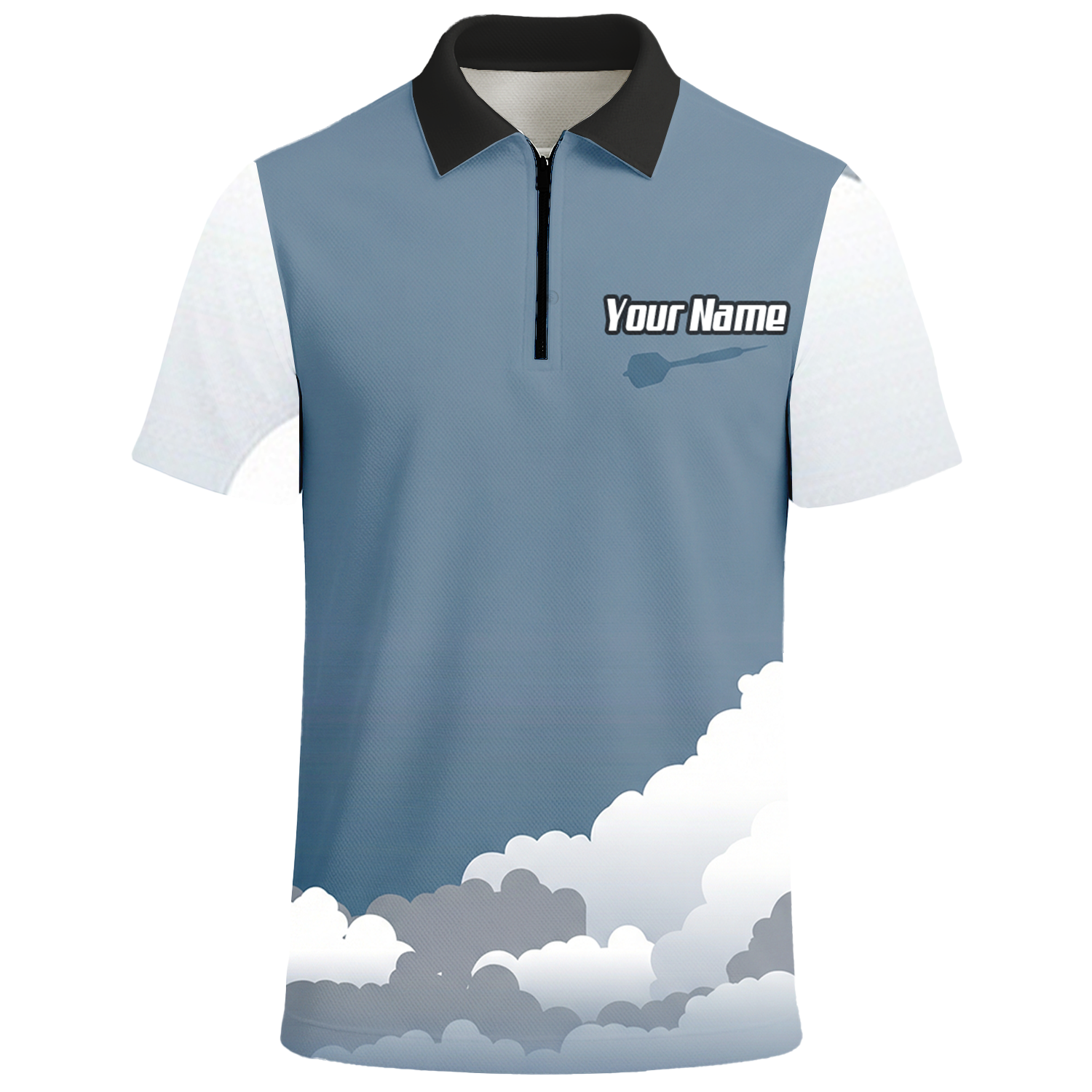 Personalised Fighter Jet Dart Jersey Polo and Zipper Blue Grey White For Men Custom Aviation Pilot Design K8201 - Polo -w Zipper Yes