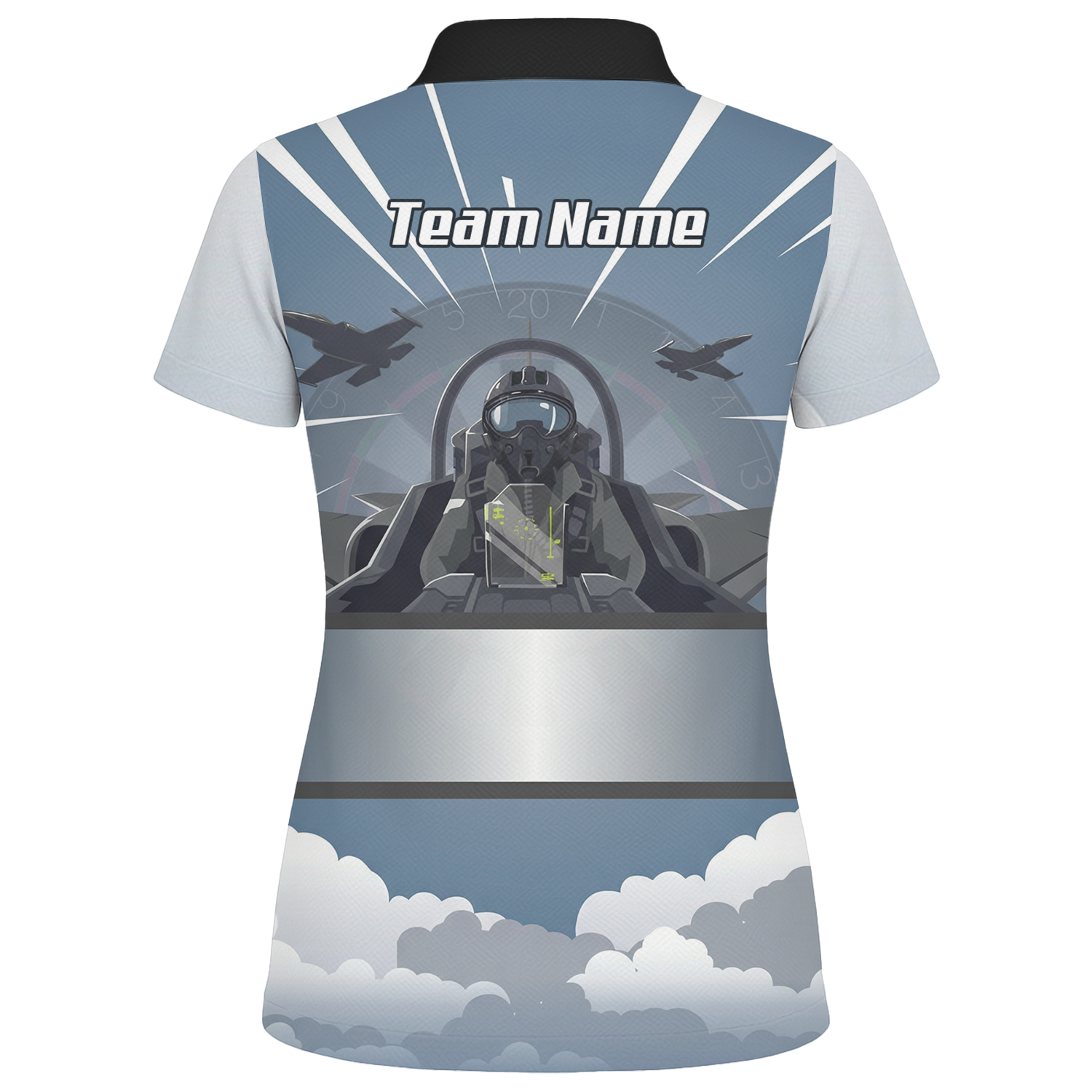 Personalised Fighter Jet Dart Jersey Polo and Zipper Blue Grey White For Women Custom Aviation Pilot Design K8201