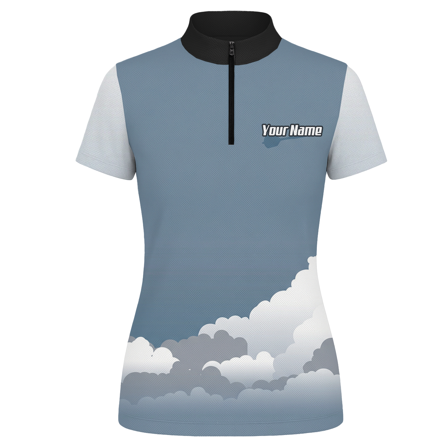 Personalised Fighter Jet Dart Jersey Polo and Zipper Blue Grey White For Women Custom Aviation Pilot Design K8201 - Zipper Yes